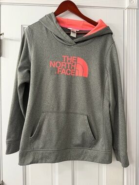 The North Face Gray Hoodie with Pink Trim